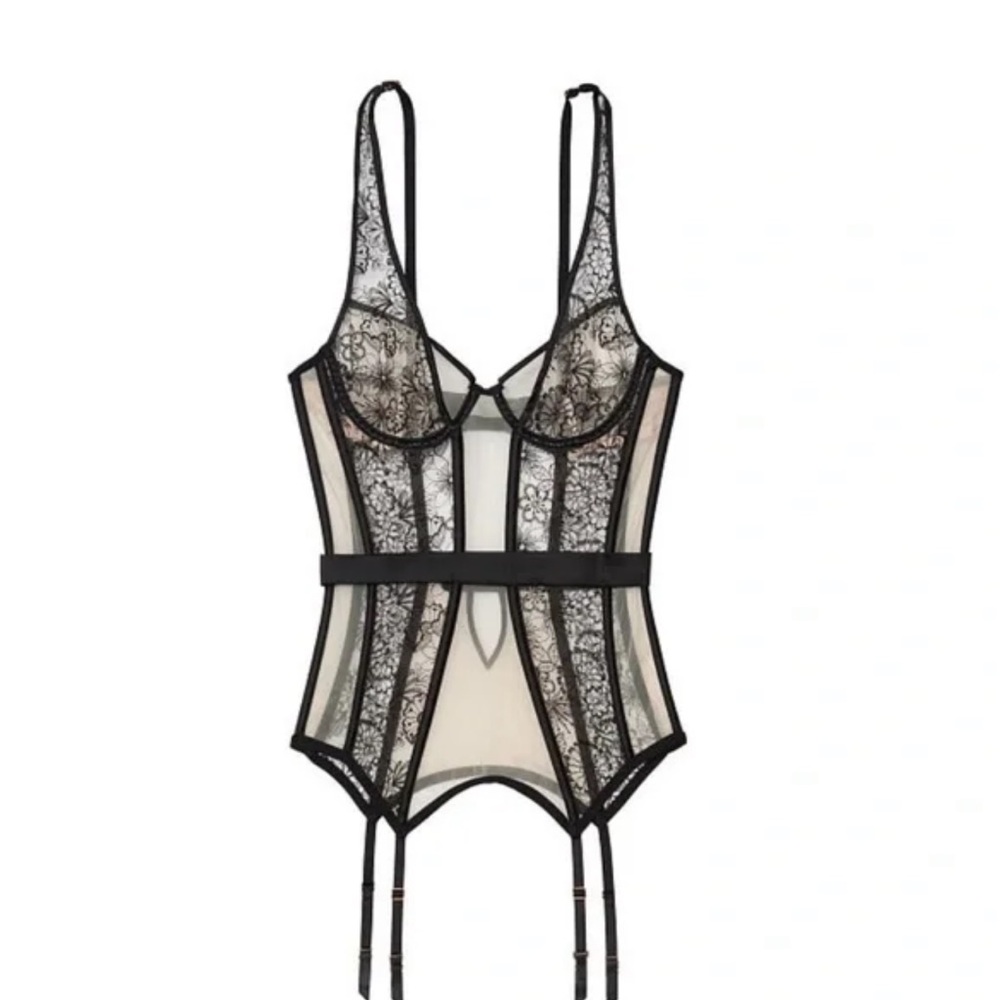 VS Victoria's Secret Lace Merrywidow Garter Corset top M/L - Picture 2 of 10